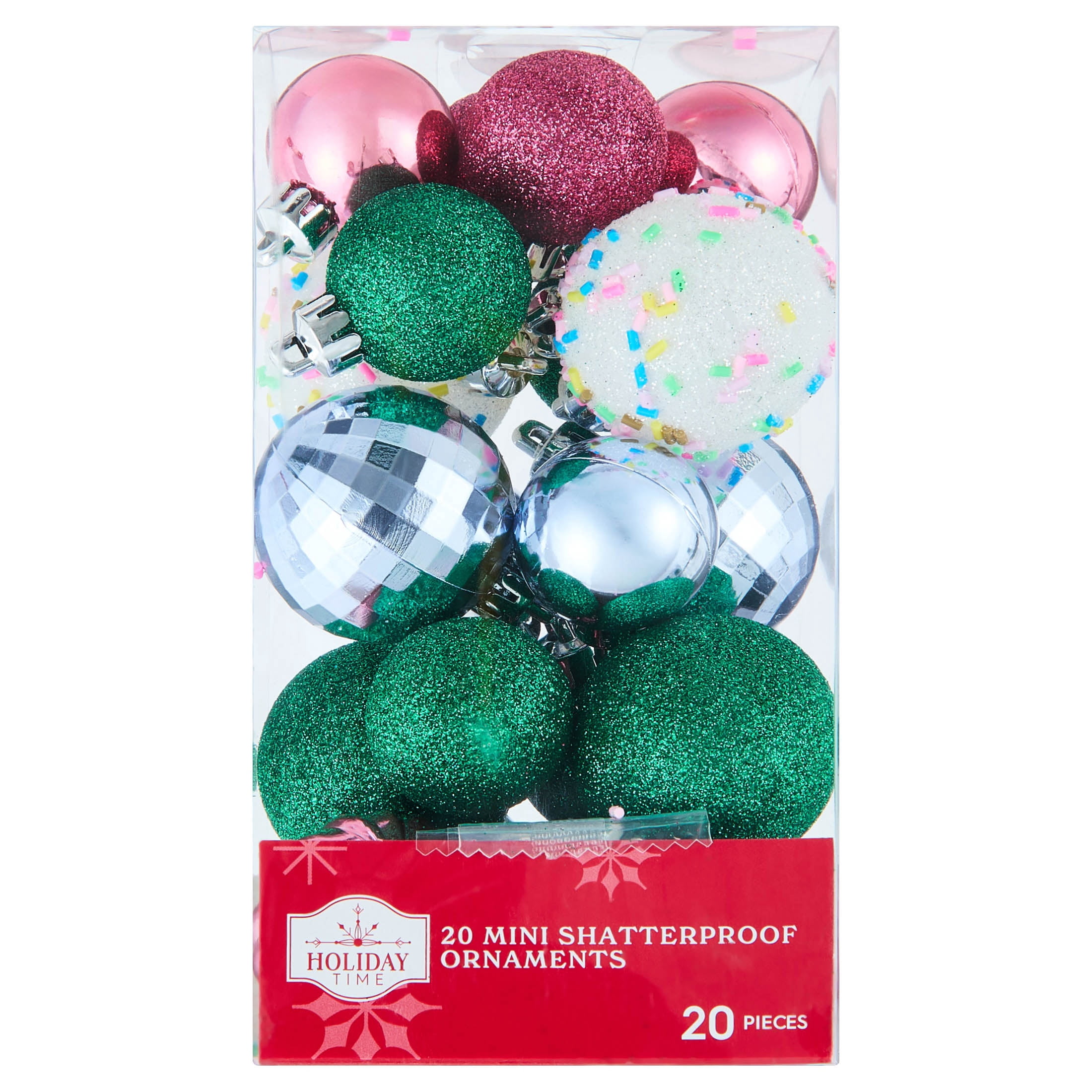 20-Count Multicolor Mini Ball Shatterproof Christmas Ornaments, by Holiday Time