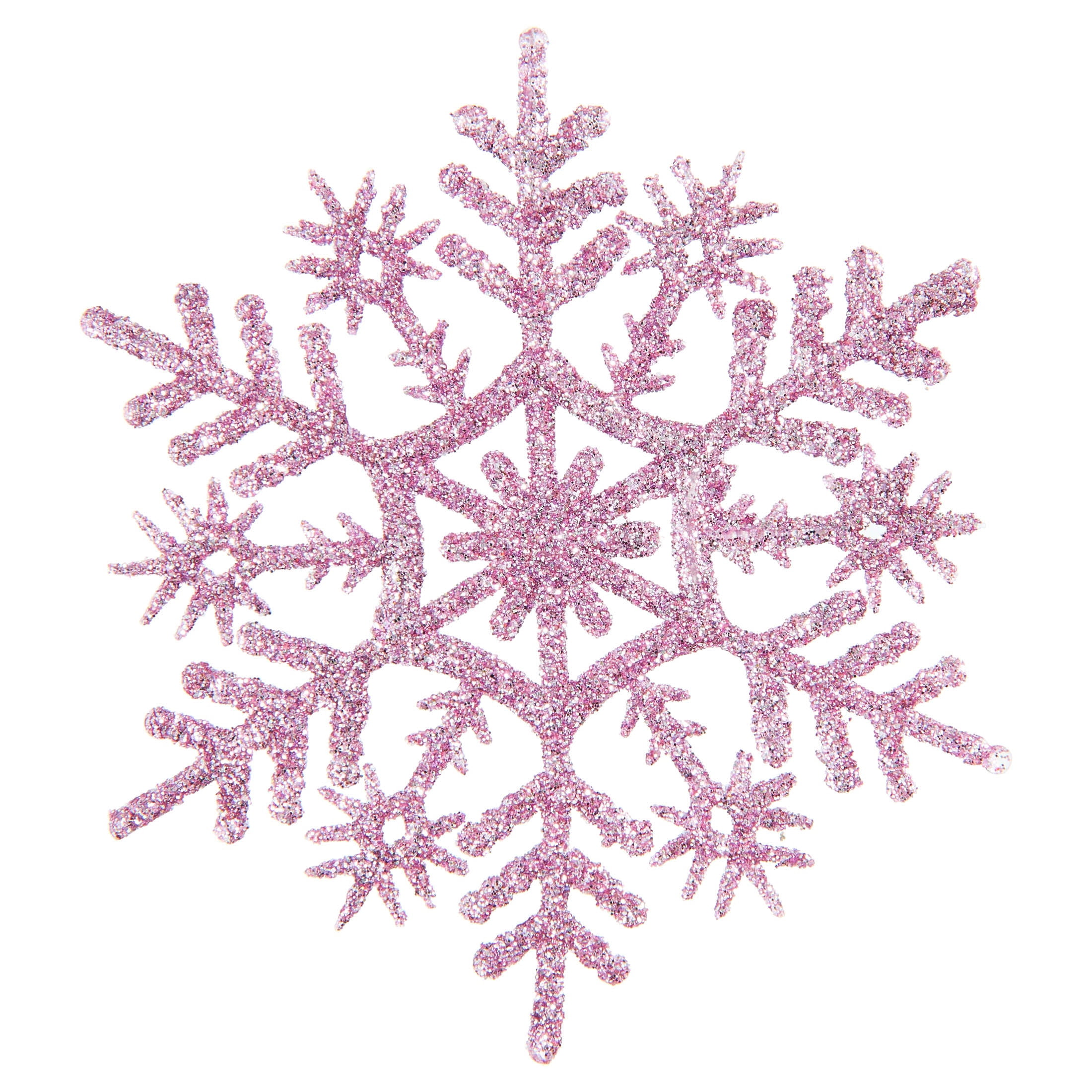 20-Count Pink Glitter Snowflake Christmas Ornaments, 3.9", by Holiday Time