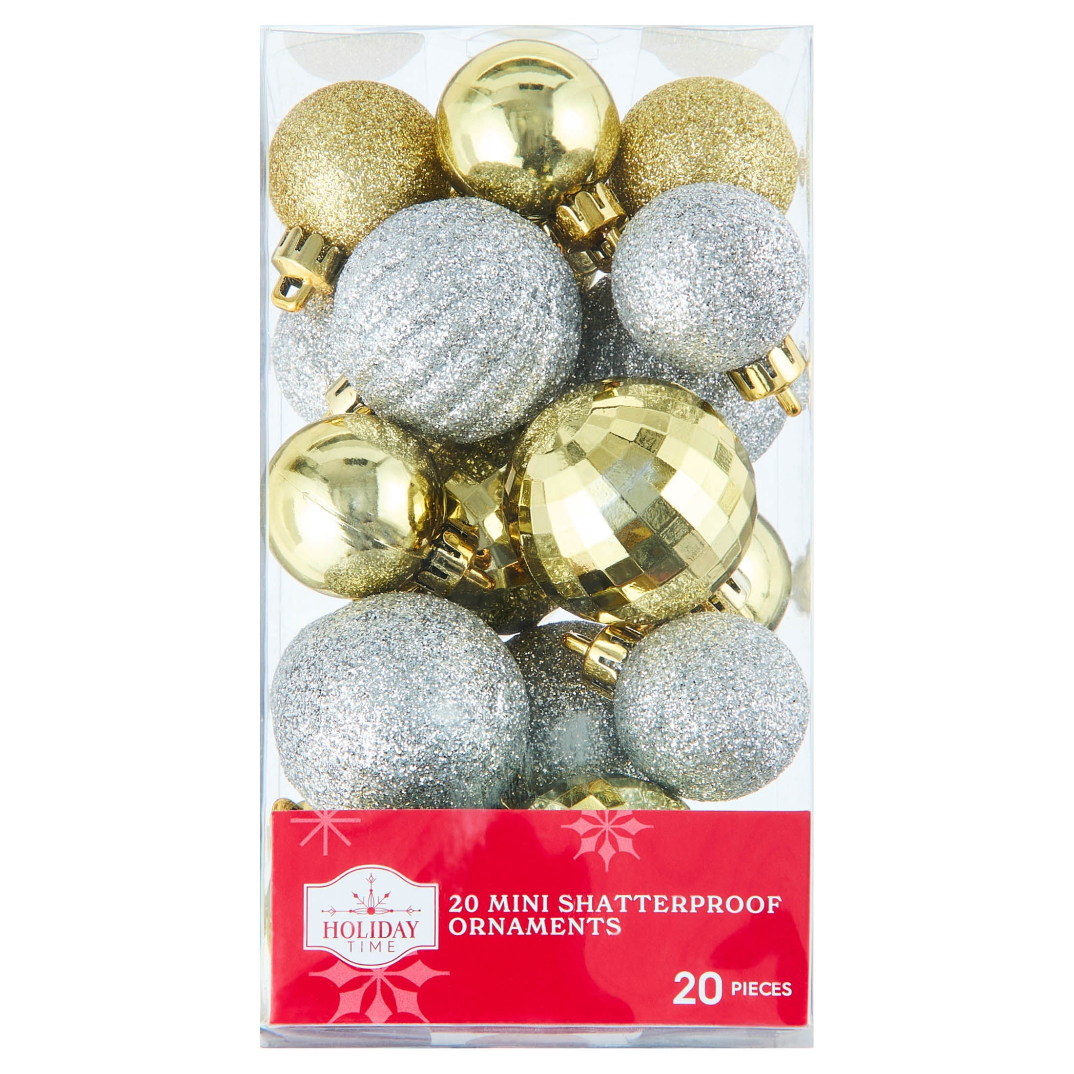 20-Count Gold and Silver Mini Ball Shatterproof Christmas Ornaments, by Holiday Time