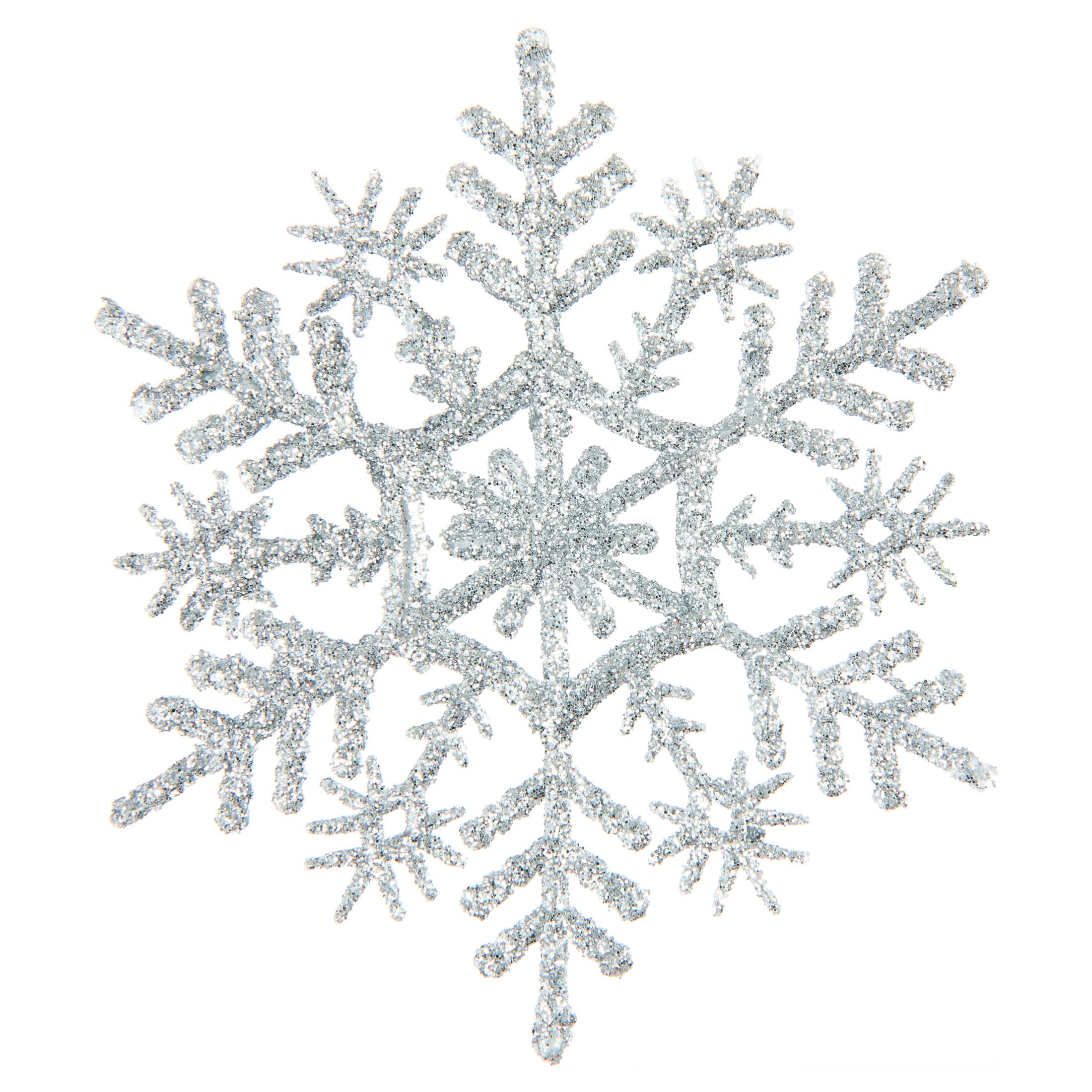20-Count Silver Glitter Snowflake Christmas Ornaments, 3.9", by Holiday Time