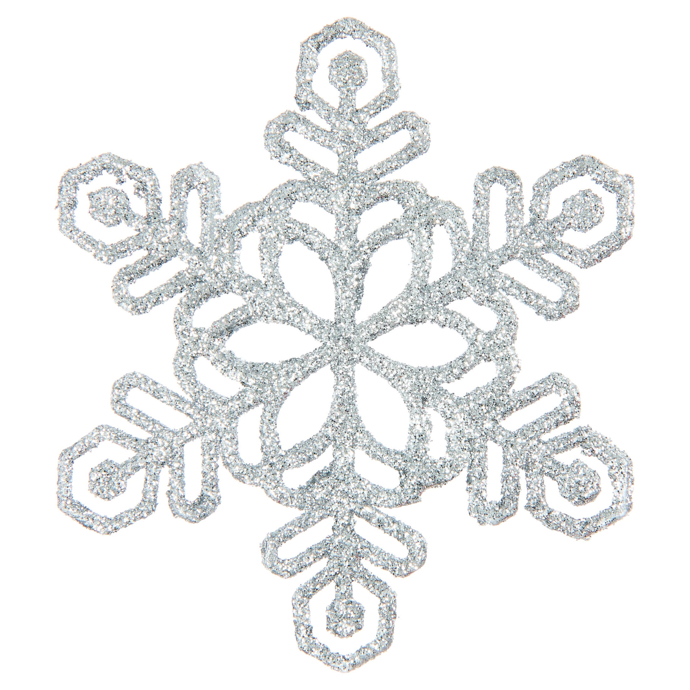 20-Count Silver Glitter Snowflake Christmas Ornaments, 3.9", by Holiday Time