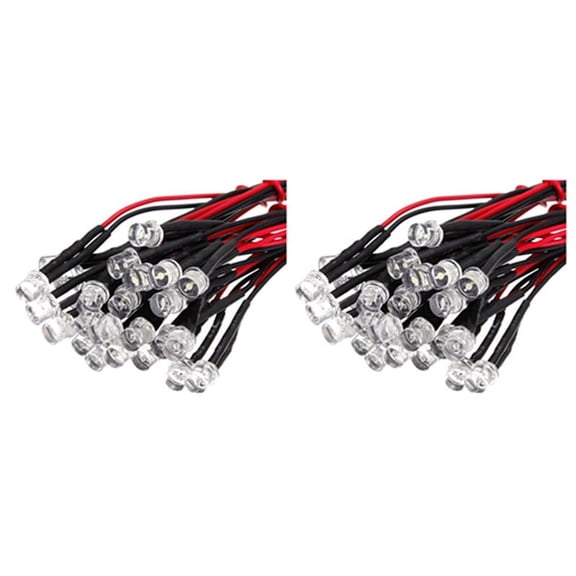 20Cm 12V Wired for Light Emitting Diode Wiring Led Lot Size: 5Mm Flat Top Color:White Qty:20Pcs