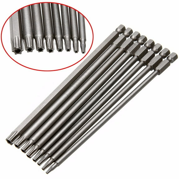 20Cm Extra-Long Torx Screwdriver Bit Magnetic Security Tamper-Proof Star Electric Drill Hex Shank T8 T10 T15 T20 T25 T27 T30 T40 T10 Fangkenuo