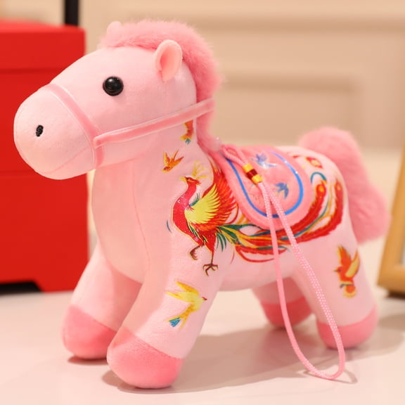 20Cm(About 8Inch) Pink Phoenix Horse Plush Toy Stuffed Animal With Colorful Phoenix & Bird Patterns, Soft Cuddly Doll For, Girls, Birthday Gifts, Home Decor, Playtime
