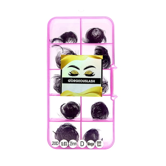 20D - D Curl Lashes, 500 Premade Volume Fans, 0.03mm thickness, Eyelash Extensions, Handmade.