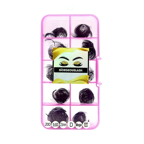 20D - D Curl Lashes, 500 Premade Volume Fans, 0.03mm thickness, Eyelash Extensions, Handmade.