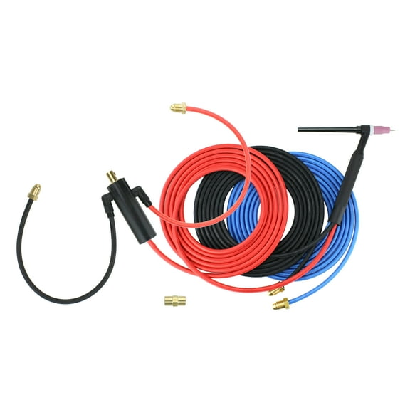 20F Series - 250 Amp - Water Cooled - Flexible Head TIG Torch - 12.5 feet 3-Piece Cable - INLINE Gas Dinse 35-70 Connector - (Welders with Gas Solenoid)