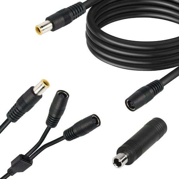 20FT (6M) Extension Cable, 8MM (DC7909) Male/Female Connectors, Compatible with Jackery Power Stations and Solar Panels, 14AWG, with DC8020 Adapter and Y-Cable