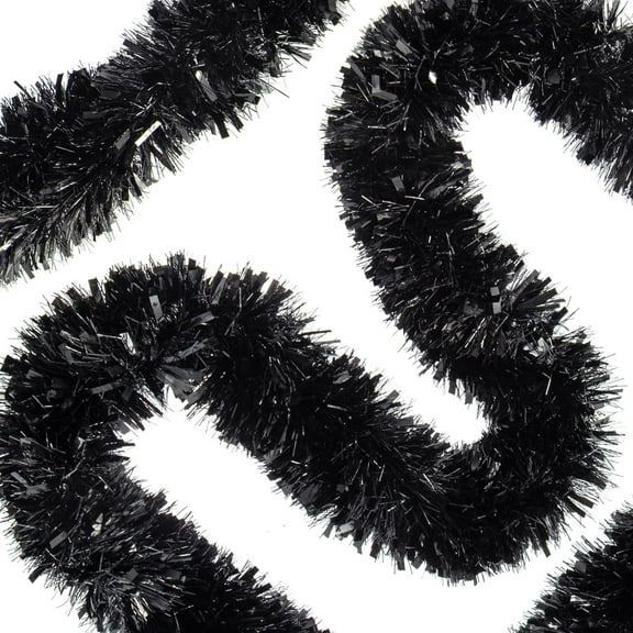 20FT Black Christmas Garland Metallic Twist Foil Tinsel Garland Shiny Hanging Decorations for Halloween Xmas Tree Decoration Wedding Party Supplies