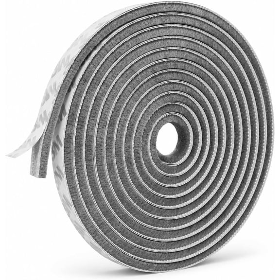 20FT Brush Weather Stripping, Self-Adhesive Pile Door Seal Strip for Sliding Doors and Windows, Felt Weatherstrip Draft Stopper, Soundproof Dustproof Window Gap Seal, Gray