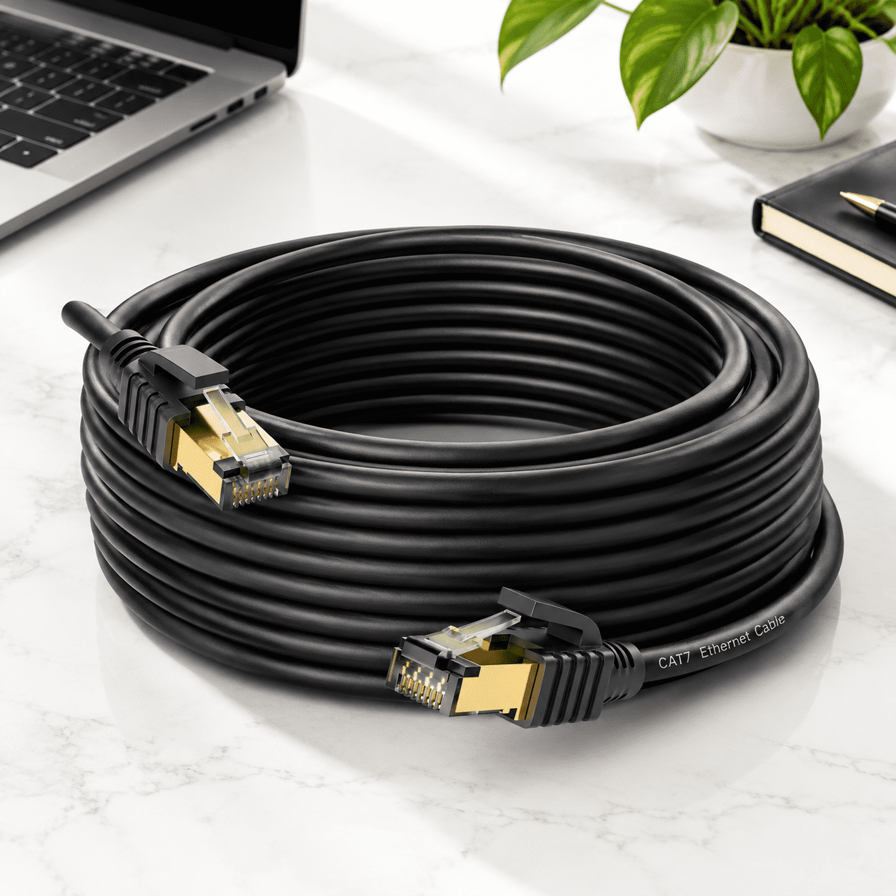 Network Cabloe Rj45 20FT CAT7 Triple Shielded RJ45 Lan Network Ethernet Cable 10Gbps 600MHz ...