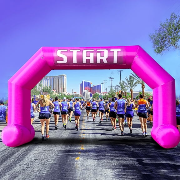 20FT Deep Purple Inflatable Arch Start Line &Finish Line Inflatable Arch with Powerful Blower Outdoor Hexagon Inflatable Archway for 5K Race Marathon School Sports Advertising & Commerce Event