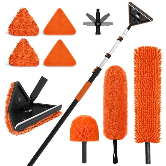 20FT Duster Kit With Extension Pole For Baseboard, Wall, Window, Fan And High Ceiling Cleaning