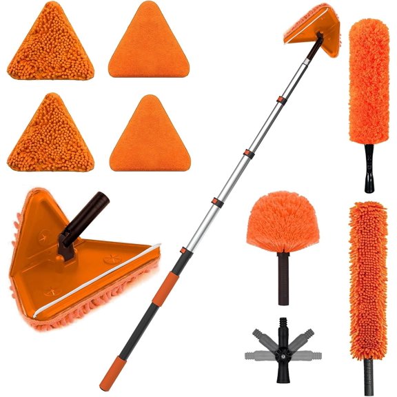 20FT  Dusters for Cleaning, Ceiling Fan Cleaner Duster with Extension Pole, Wall and Baseboard Cleaner Mop with Handle for Window Cobweb Fan  and High Ceiling