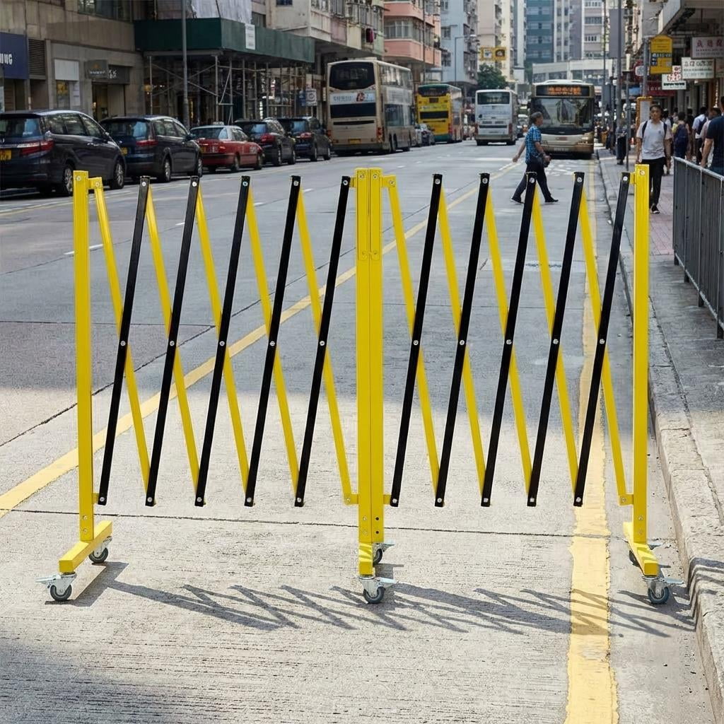 20FT Expandable Metal Safety Barricade, Retractable Black & Yellow ...