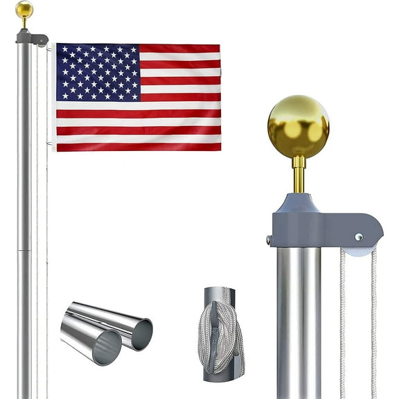, 20FT Flag Pole, Silver ,Aluminium , 20FT Flag Pole