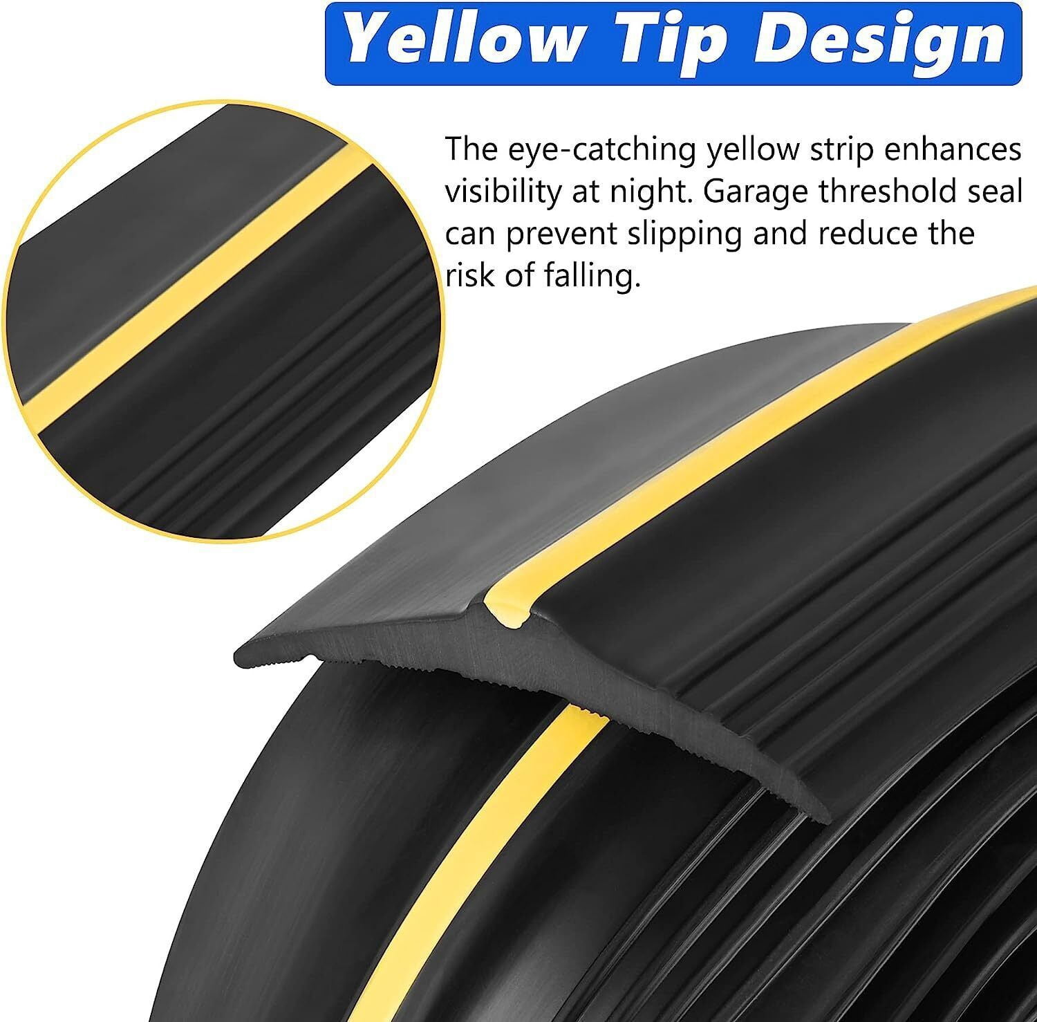 20FT Garage Door Threshold Seal Strip – Heavy Duty Rubber Weather Stripping for Bottom of Garage Door, 80mm Wide 14mm High, Waterproof Dustproof Pest Proof, Nail Fixing No Adhesive Needed – Black