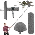 thumbnail image 1 of 20FT High Reach Duster Kit with 3-12FT Splicable Extension Pole, Cobweb Duster, Window Squeegee & Scrubber, Spider Web Brush, Feather Duster for High Ceilings & Windows, Grey, 1 of 7