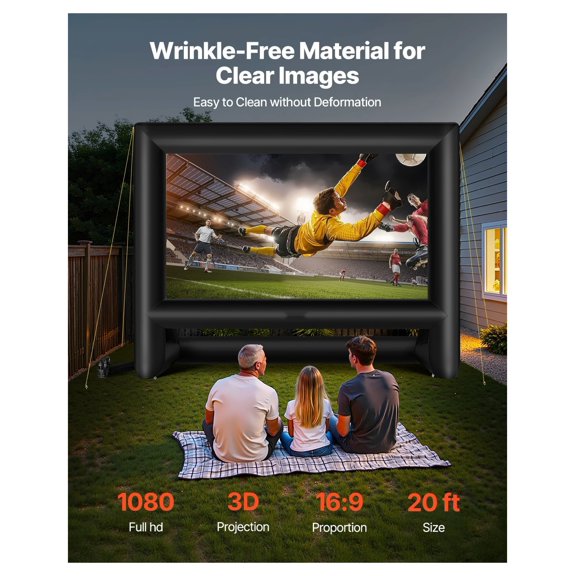 20FT Inflatable Movie Screen, Outdoor Projector Screen 16:9, Portable Backyard Theater with Blower, Easy Setup for Home, Parties, and Events
