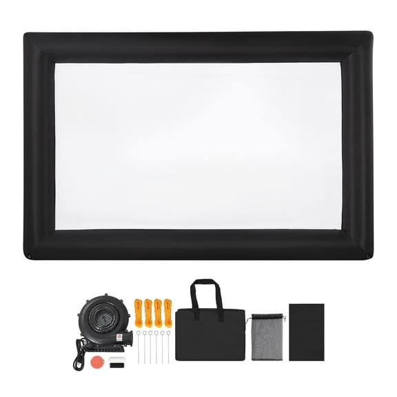 20FT Inflatable Projector Screen with 250W Air Blower, 16:9 Outdoor Movie Screen for Front and Rear Projection, Oxford Fabric Blow Up Screen for Backyard Home Theater Parties Events