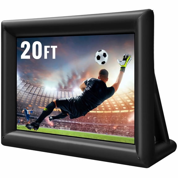 20FT Inflatable Projector Screen with Blower Outdoor Movie Screen 600D Oxford Fabric Blow Up Screen for Backyard Cinema Supports Front/Rear Projection