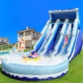 thumbnail image 1 of Connsann Inflatable Water Slide Blue Wave WS-NJB Double Lane with Splash Pool and Climbing Wall for Kids 1-Count 20.6 ft Blue, 1 of 10