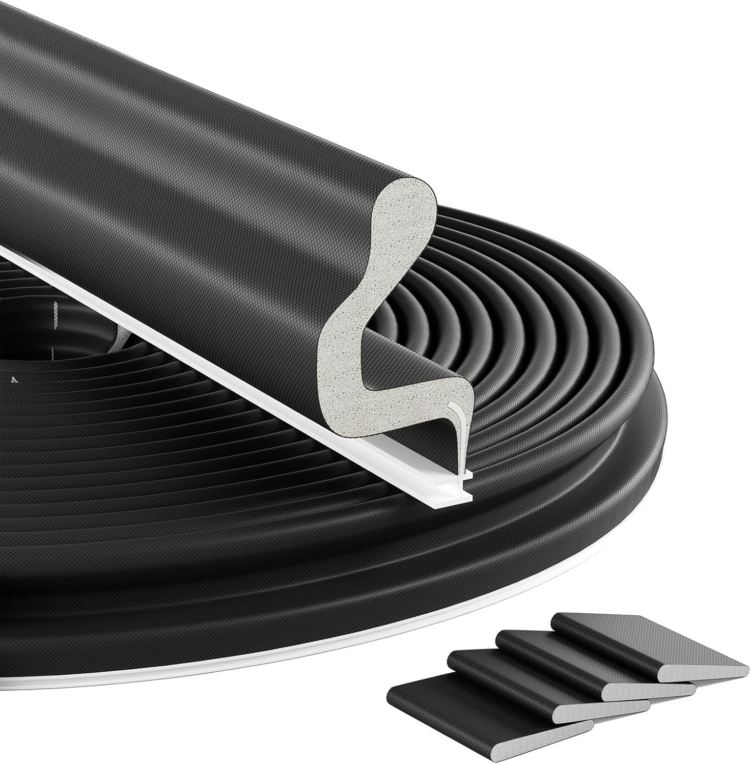 20FT Kerf Weather Stripping Door Seal Sound Proof Weather Strips Seal Strip for Front Door Frame Soundproofing Exterior Door Insulation Gasket (with 4 Door Corner Seals)