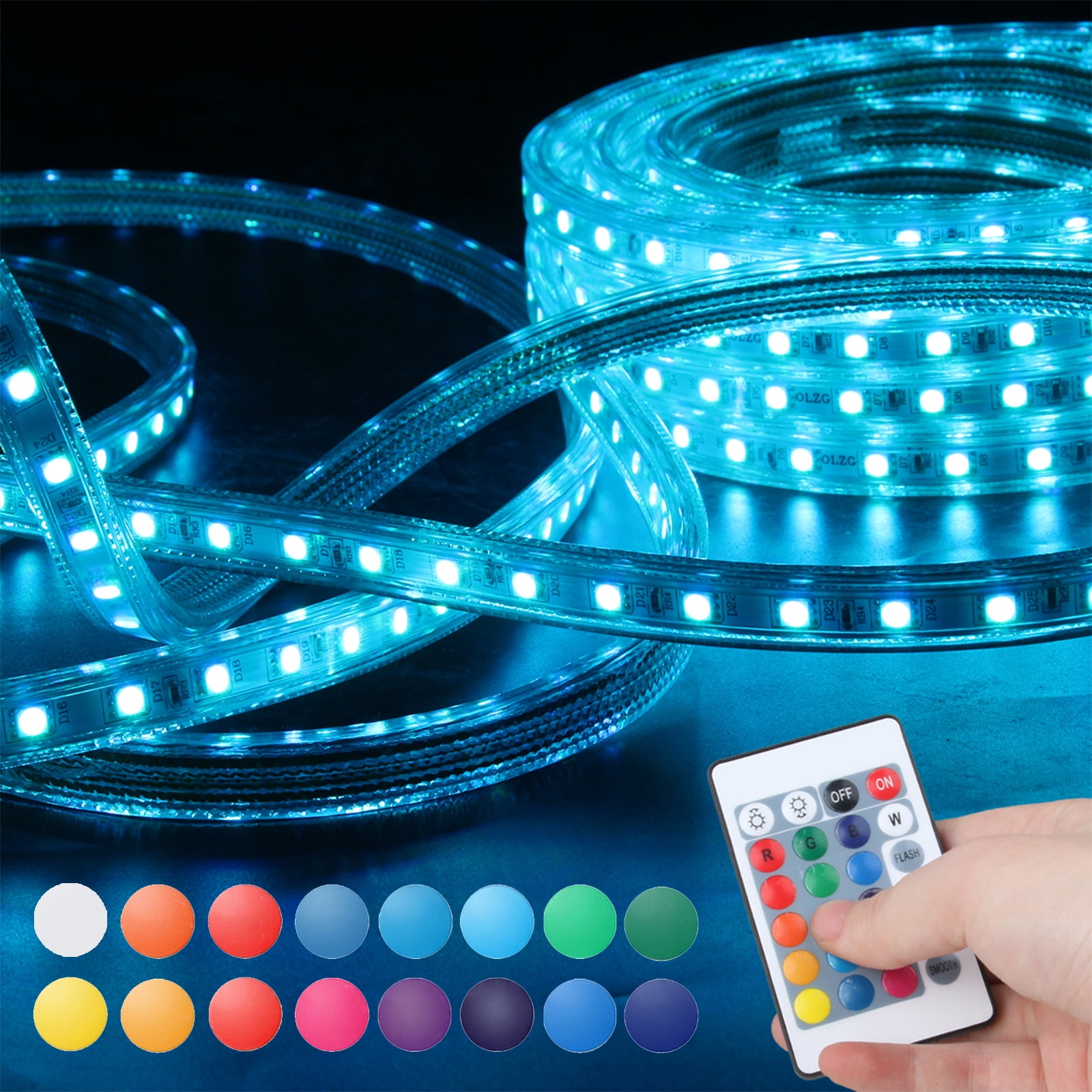 20FT RGB Color Changing 5050 SMD LED Strip Rope Light LED Lighting With  Remote for Cinco de mayo Christmas Party Holiday Home Decor