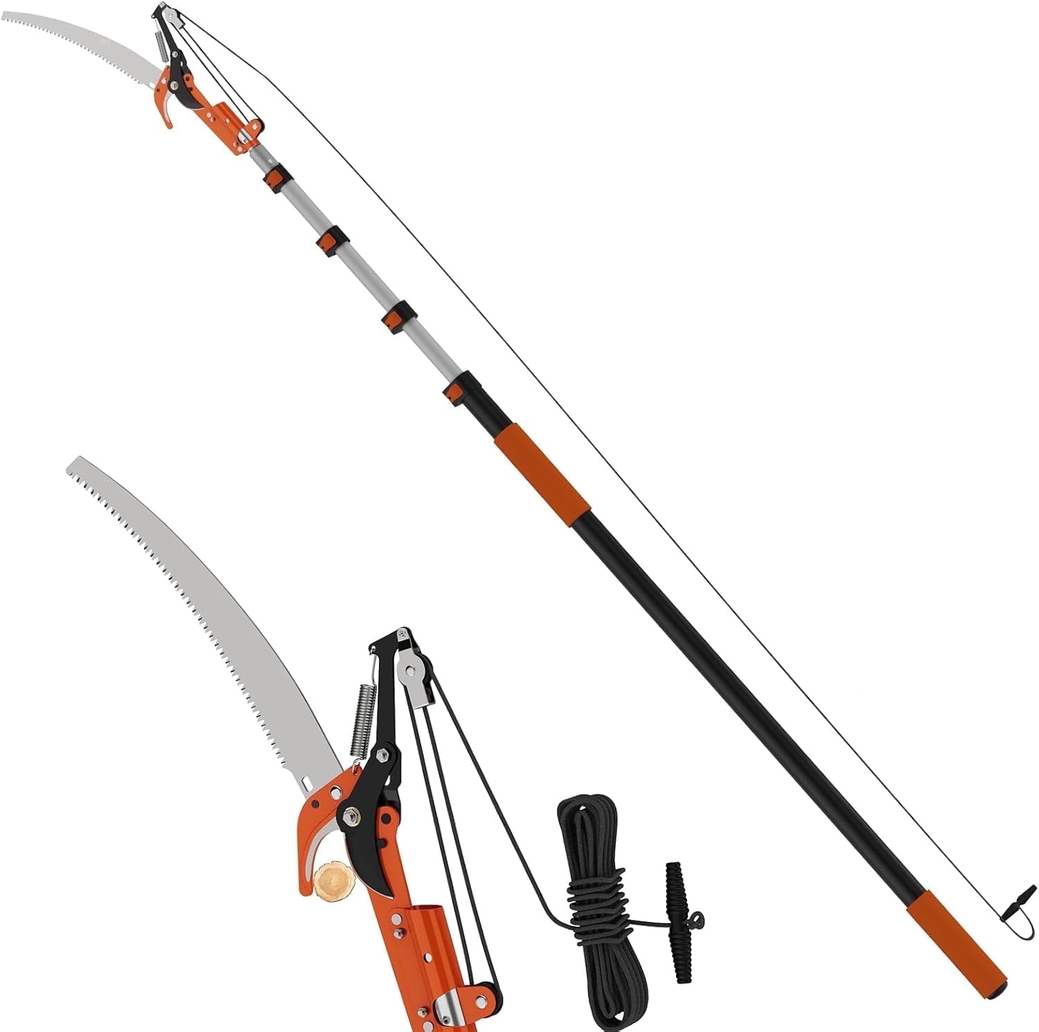 20FT Reach Tree Trimmer, Manual Pole Saw with 3-12FT Extension Pole ...