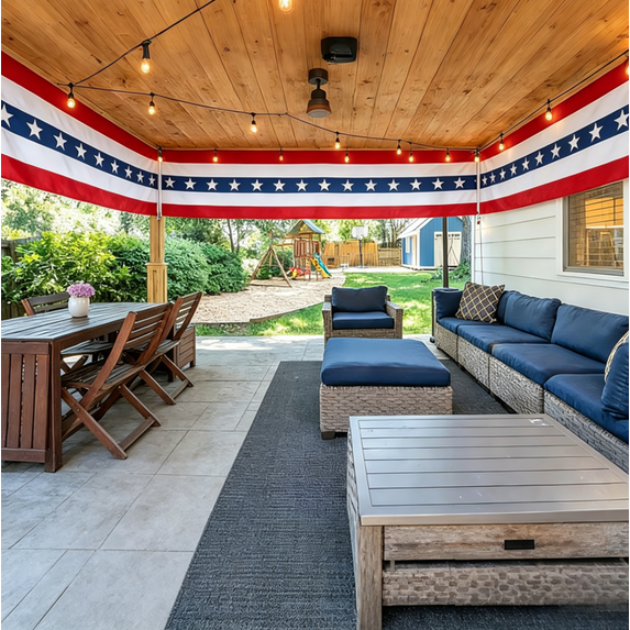 20FT Red White Blue Patriotic Bunting American Flag for 4th of July ...