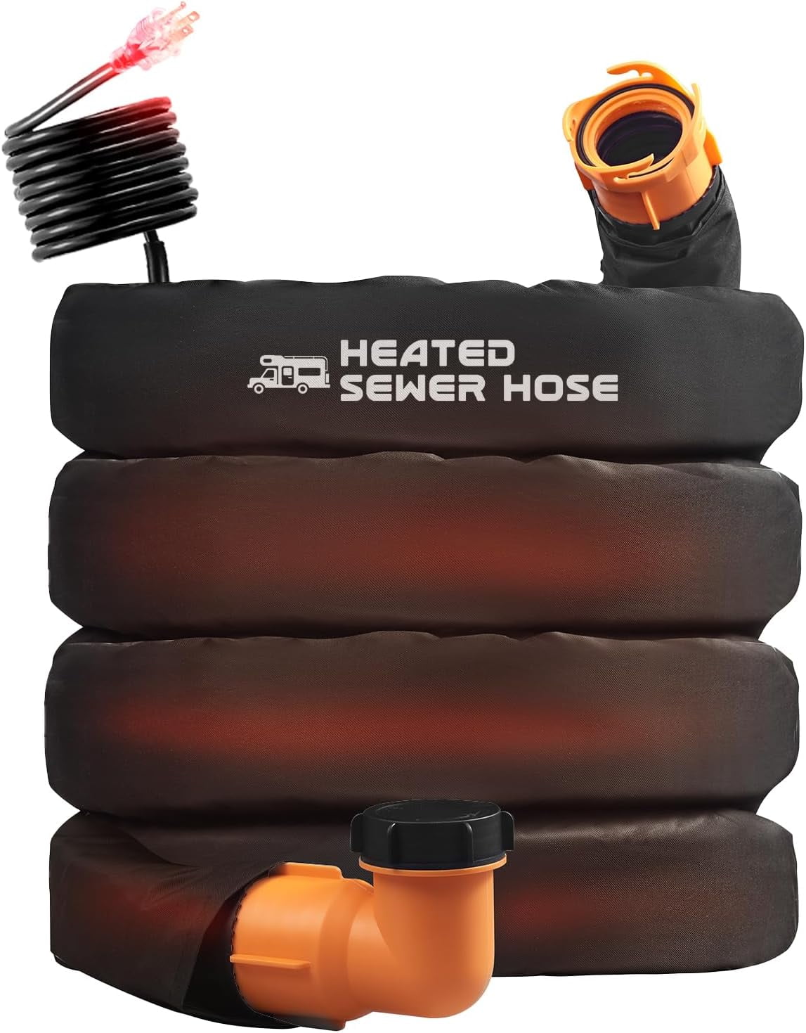 20FT Sewer Hose with Heated Sleeve Avoid Freezing at -45°F, Blue Rv Sewer Hose kit ，Sewer Hose for Rv Camper/Rv Accessories