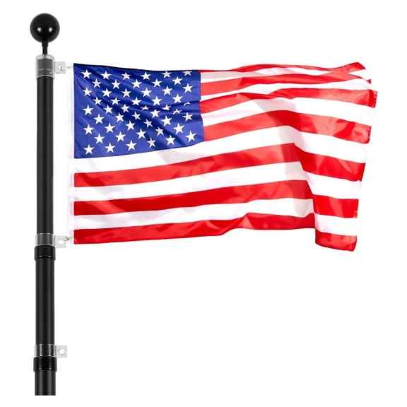 20FT Telescopic Flagpole Kit, Heavy Duty Aluminum Flag Pole American Black, Flagpole Kits for Yard - Durable, Adjustable, Easy Install