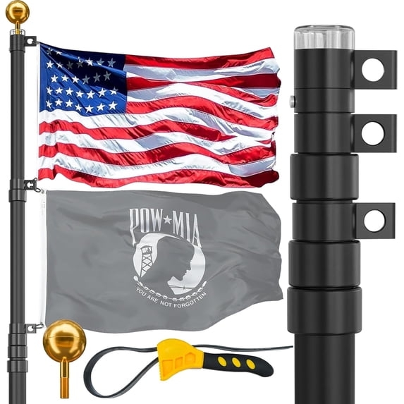 View of 20FT Telescoping Flag Pole for Outside House, Extra Thick Telescopic ...