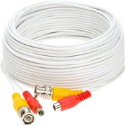 20FT White Premade BNC Video/Power Cable All in One Extension Wire for CCTV, DVR s, Security System