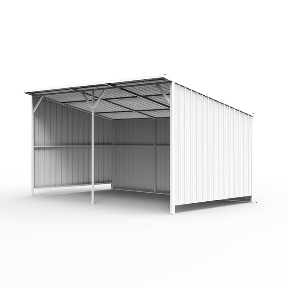 20FT x 12FT Heavy-Duty Livestock Shelter, Galvanized Steel Frame Run-In Shed with Sloped Roof, Weatherproof Metal Animal Shelter for Cattle, Horse, Sheep, Farm Equipment & Outdoor Storage