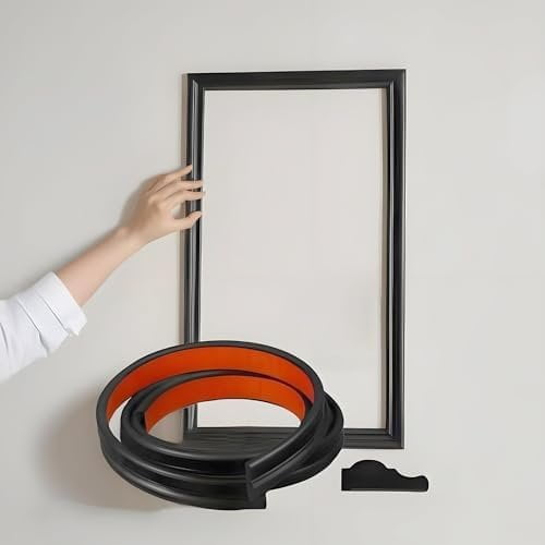 20FTx0.9'' Peel and Stick Wall Molding Trim, TPE Rubber Flexible Chair Rail for Mirror Frames, Doors & Decor - Matte Black (Note: Heat Required for Adhesion)