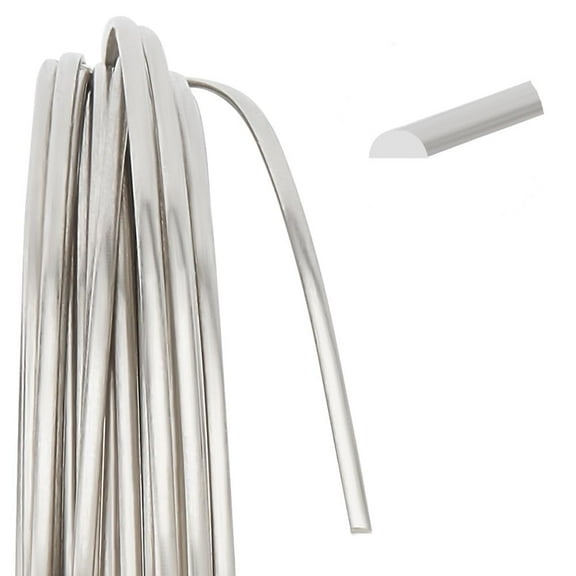 20Feet Silver Half Round Craft Wire 23 Gauge White Copper Beading Wire for Jewelry Making