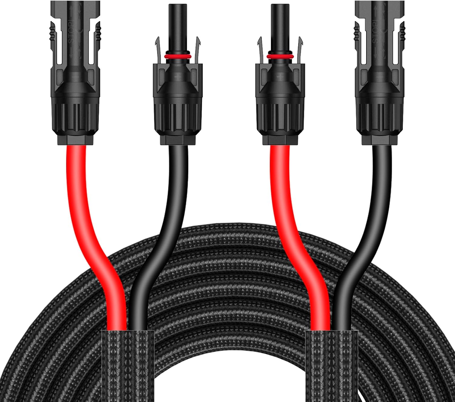 20Ft 10AWG Solar Cable Extension with Protection Cover, Solar Wire with Tool-Free Solar Connectors, IP68 Waterproof PV Cable, Solar Panel Extension Cable 10Gauge for Home Boat RV Solar Panels (20ft)