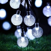 20Ft 30 LED Solar Powered Fairy String Lights, Outdoor Pathway Landscape Night Lights Garden Crystal Ball Decorative Wall Lights Waterproof for Home Garden, Patio, Yard, Home Decor - White