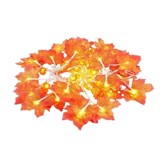 20Ft 40 Led Maple Leaf String Light Thanksgiving Garden Party Decoration Lights, 2 Light Modes Normal And Flashing Battery Operated, Indoor Outdoor Decor With Pvc