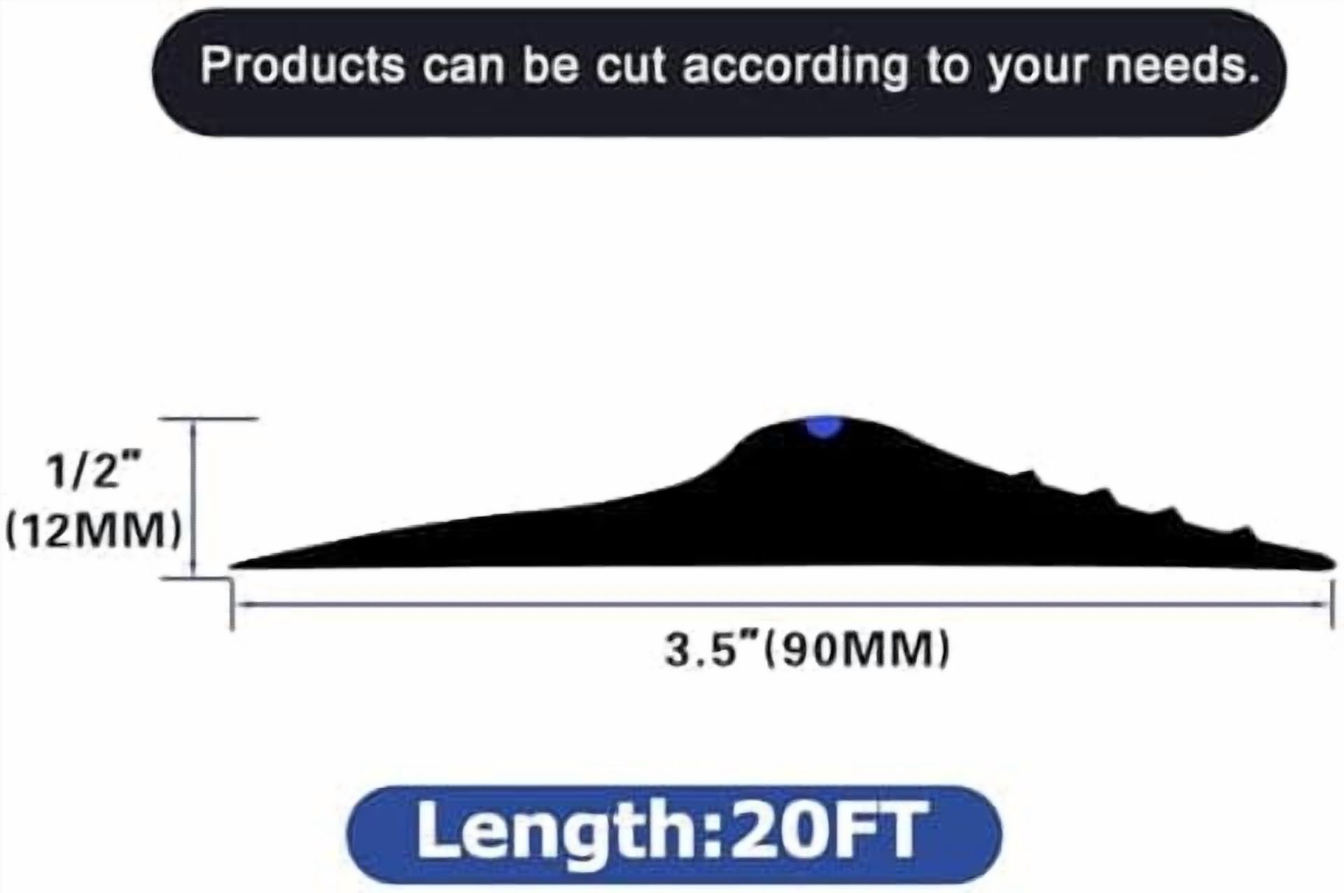 20Ft/6M Universal Garage Threshold Seal Strip with 300ml Black Sealants/Adhesives, Garage Door Bottom Weatherproof Strip Rubber DIY Weather Stripping Replacement (Black-Blue Line)