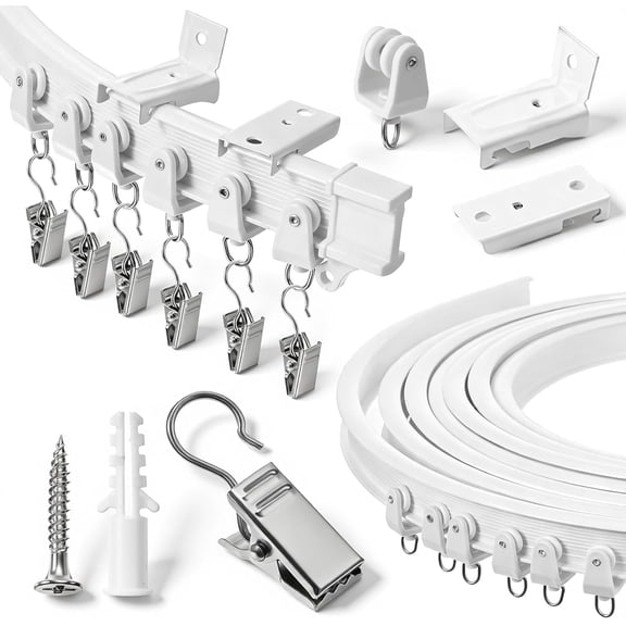 20Ft Ceiling Curtain Track, Ceiling or Wall Mount Heavy Duty Curved Flexible Bendable Curtain Rail System for Curtains Bendable RV Shower