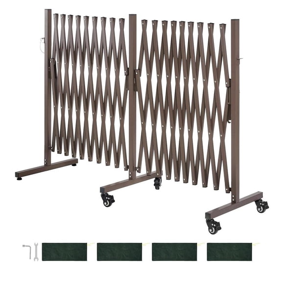 20Ft Double Expandable Mobile Safety Barrier with Locking Casters, Folding Metal Security Gate Traffic Fence for Patio Garden