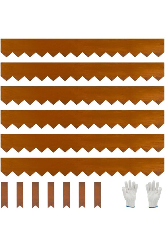 20Ft Galvanized Steel Landscape Edging (6-Pack), Hammer-in Metal Landscaping Edging with Clips & Gloves, Heavy Duty Bendable Lawn Edging for Yard Pathway & Flower Beds