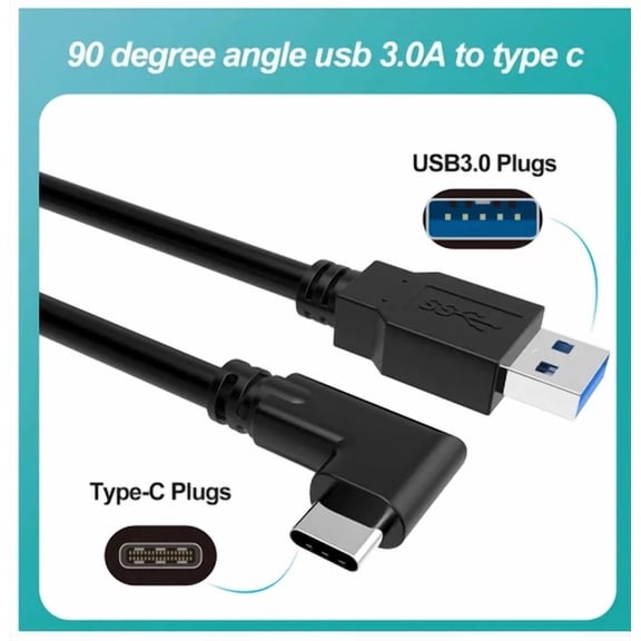 20Ft Link Cable For Oculus Quest. Usb-A To Right Angle Usb-C