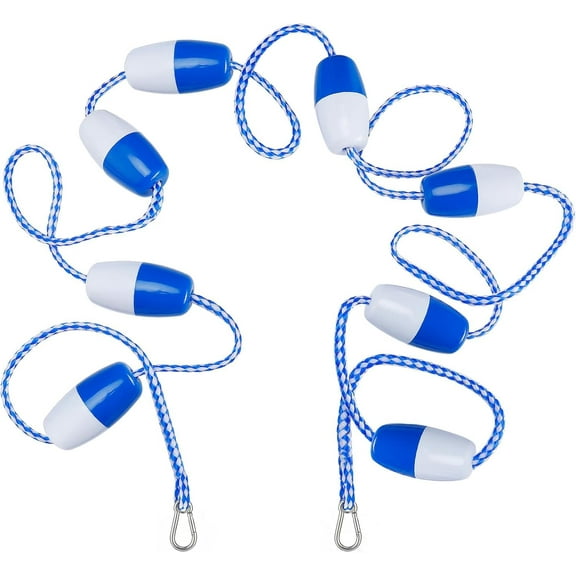 20Ft Pool Safety Rope with Floats - Effective Visibility Floating Pool Rope Divider Barrier with Pre-Assembled Stainless Steel Hooks for Indoor and Outdoor Swimming Pools Separating Depth