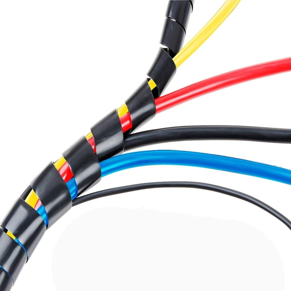20Ft RoveNova 1/2" Spiral Cable Wrap 12mm(Wrapping Range:9mm-65mm) Cord for Computer Electrical Wire Organizer Sleeve Hose RoHS Black