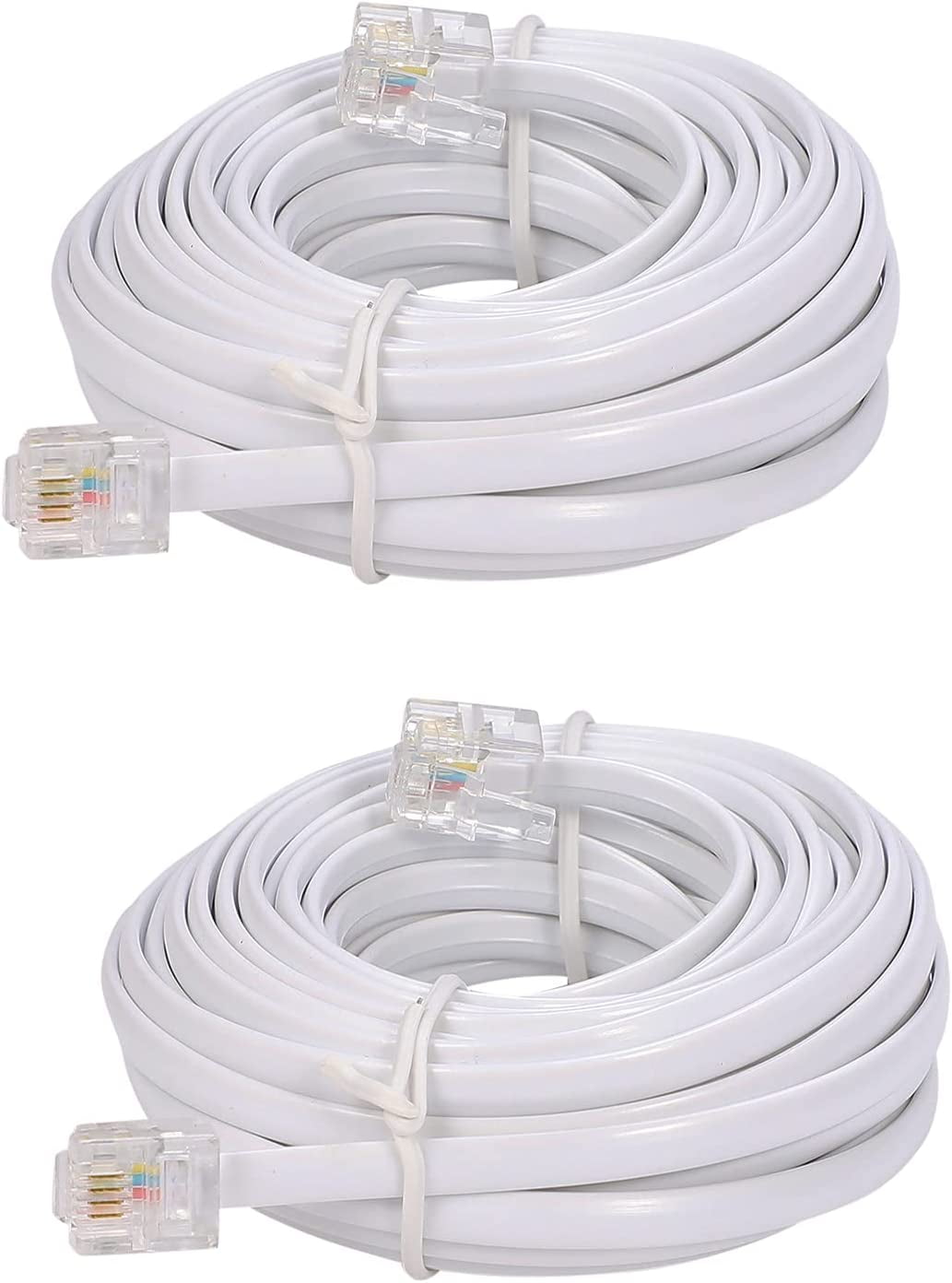 20Ft Telephone Landline Extension Cord With Standard Rj11 6P4C Plug