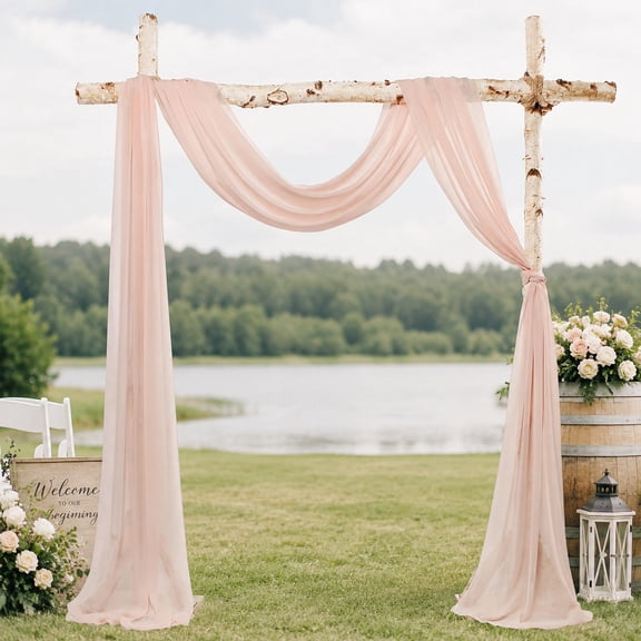 20Ft Wedding Arch Draping Fabric Panels, Blush Pink Chiffon Table Runner, Elegant Fabric Drapes for Archway, Wedding Ceremony and Reception Decoration, Party Backdrop Swag Dcor