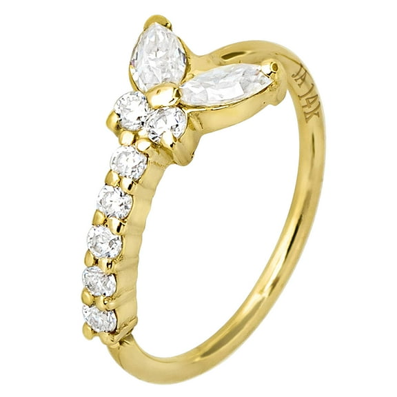 20G 14K Yellow Gold 0.15 ctw Moissanite Butterfly Nose Hoop Ring Women's 5/16"(8mm) Nose Ring Twist-open Prong Set Gemstones BTF1-MNTYG